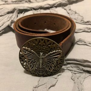 Fossil Leather Butterfly Buckle Belt